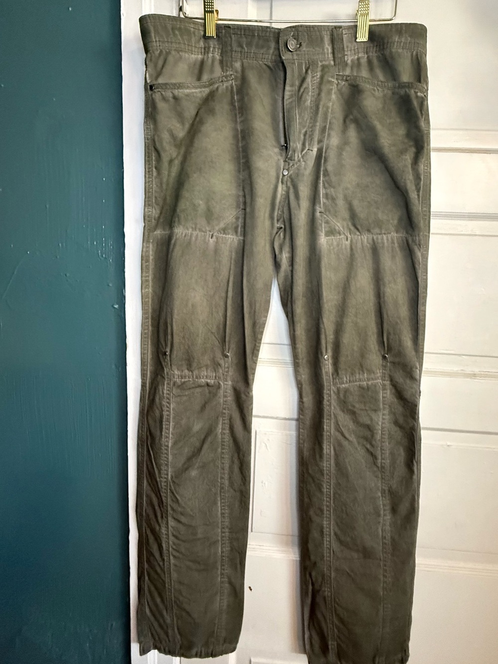 Nasty Pig Olive Utility Pants with multiple pockets metal rivets and 4 pockets.
